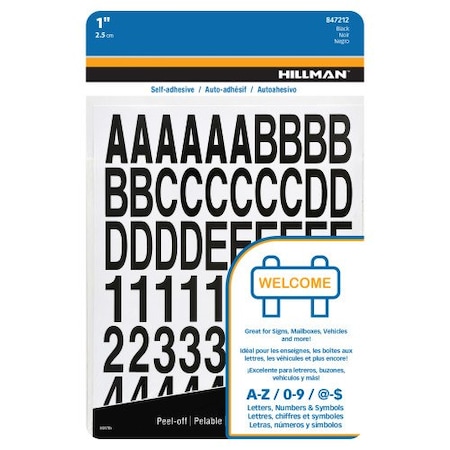Hillman HILLMAN 1 in. Black Vinyl Self-Adhesive Letter and Number Set 0-9/A-Z 228 pc, PK6 847212